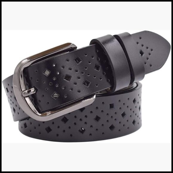 Genuine Leather Hollow Out Belt with Pin Buckle Adjustable main image 7